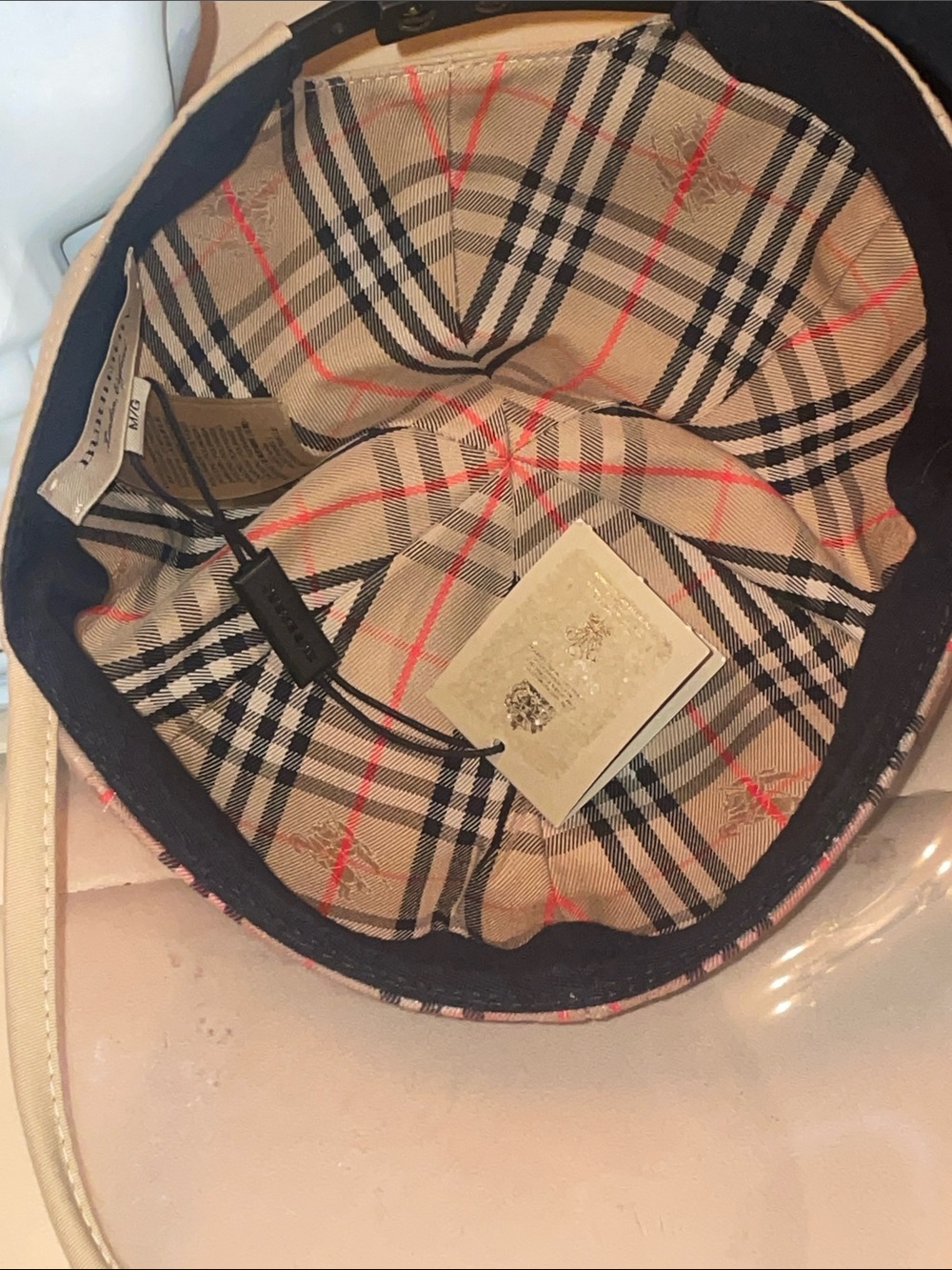Burberry Tan Plaid Clear  Panel Baseball Cap - Picture 10 of 11